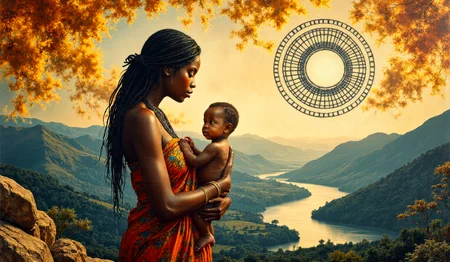 ORIGINAL PROMPT:
Zulu Pantheon: Depict the Zulu deity Inkosazana against a backdrop of sacred zimbali sites in Zululand, between the Tugela River in the south to the Pongola River in the north. Complex Patterns.
PRODUCTION PROMPT:
Intricate patterns of woven baskets and traditional Zulu textiles dance across the sky as Inkosazana, the ancestral mother goddess, stands regally atop a rocky outcropping amidst the rolling hills of Zululand. Her form is rendered with tender care, her skin a warm, golden brown, reflecting the rich tones of the land she protects.
The backdrop of sacred zimbali sites stretches out before her like an unfolding tapestry, woven from the very fabric of the earth and sky. The majestic Tugela River flows gently through the landscape, its crystal clear waters reflecting the vibrant hues of the surrounding hills. To the north, the Pongola River winds its way through the valley, its gentle voice whispering secrets to the ancient trees that line its banks.
Inkosazana's eyes burn with a fierce inner light, a deep connection to the land and its history pulsating through her very being. Her hair is long and dark, falling in soft waves down her back like the night sky. In her hands, she cradles a small child, the symbol of new life and hope.
As the eye travels upward, it encounters a complex pattern of interconnected lines and shapes, reminiscent of traditional Zulu artistry. The design seems to shift and flow, like the gentle ripples on the surface of a pond. This is Inkosazana's power â her ability to weave together disparate threads and create something new and beautiful from the very essence of life itself.
The entire scene is bathed in a warm, golden light, as if the sun itself had taken up residence within the goddess's heart. The colors are rich and vibrant, a deep exploration of blues and greens that evoke the mystery and wisdom of the Zulu people's spiritual traditions. In this moment, Inkosazana embodies the very essence of her name â protector, nurturer, and keeper of the sacred balance between life and death. <lora:Artistic realism V2:0.40> <lora:flux_realism_lora:0.20> <lora:Mezzotint_Artstyle_for_Flux_-_by_Ethanar:0.40>