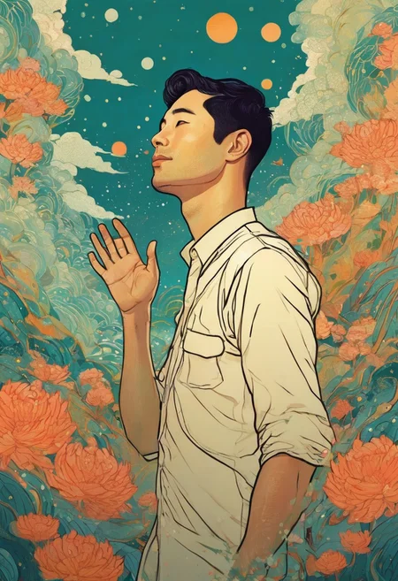<lora:Victo Ngai Style:1>Victo Ngai Style - in vector style of dave arcade yuko shimizu james jean derek riggs, half body, front view, 1man, Tom Hank, hand up and waving for hello., from front, look at viewer, happy face, smile, open eyes, close mouth,