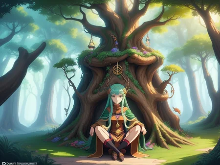 anime artwork druidic forest sanctuary <lora:LoromXL_Druidic_Naturalism:0.7> . anime style, key visual, vibrant, studio anime, highly detailed