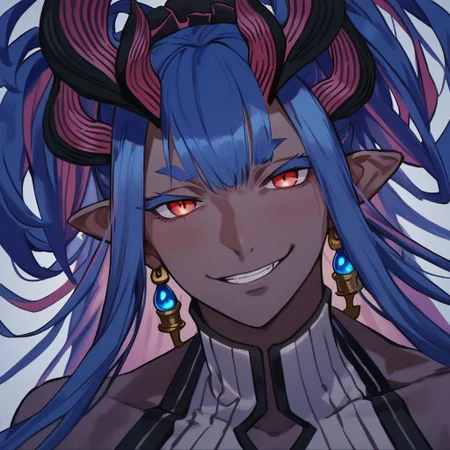 ibuki_douji_\(fate\), dark-skinned female, Expressiveh, fate_\(series\)
score_9, score_8_up, score_7_up, score_6_up, score_5_up, score_4_up, source_anime, 1girl, portrait, upper body, seductive smile, naughty face, dark theme, low light,