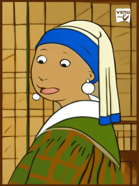 The girl with a pearl earring by vermeer ArthurShow <lora:SDXL-ArthurShow-Lora:1>, Very detailed, clean, high quality, sharp image