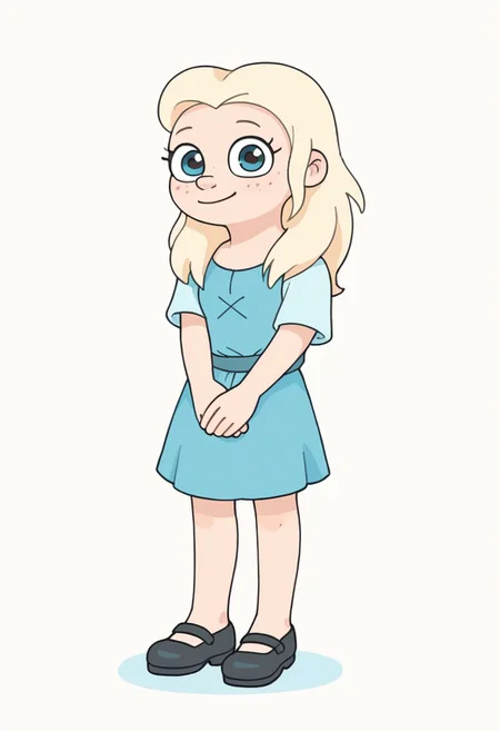 score_9, score_8_up, Tiabeanie, cute, girl, freckles, pale blonde hair, full body, digital art, highly detailed, zPDXL