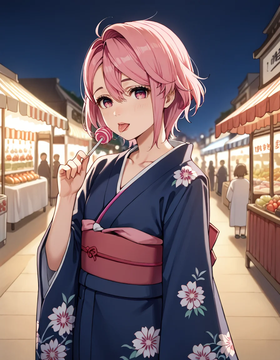 score_9, score_8_up, score_7_up, source_anime, BREAK
1girl, looking at viewer, blurry background, cowboy shot, night, market, crowd, market stall, holding lollipop, licking, saliva, collarbone,
aira shiratori, pink hair, short hair, pink eyes,
<lora:aira_shiratori_anime_v2-soralz:1>, <lora:colorkimonoPony:0.8>, blue kimono, wide sleeves, long sleeves, obi, sash, floral print,