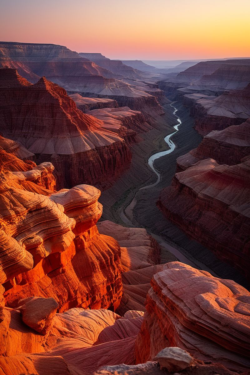 (((a vast canyon with layers of rock formations in shades of red, orange, and yellow.))), Dusky Pinks, Romantic Dusk: warm lighting, pink tones, soft focus, romantic ambiance, dusk elements, gentle textures, enchanting look, tranquil atmosphere, romantic aesthetics, capturing emotions, serene scenes, artistic feel, storytelling through colors, professional technique, gentle light manipulation, romantic concept, enchanting styling, serene environment, surreal aesthetics, captivating narratives, intricate details, dusk landscape, editorial storytelling, warm glows, evoking romance, pushing creative vision <lora:add-detail-xl:2> <lora:Cosine_freck:1>