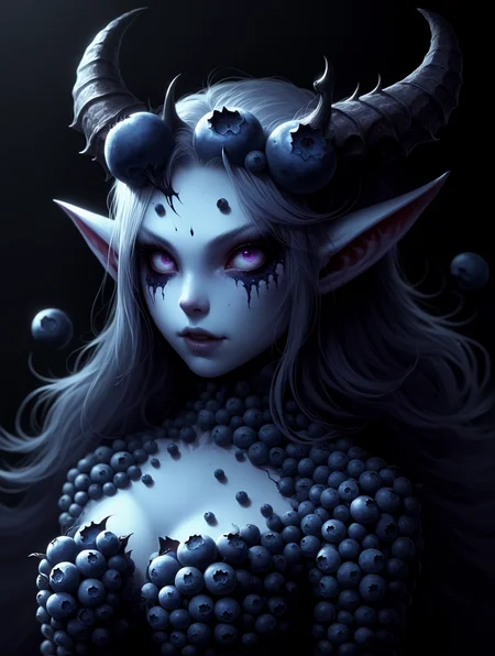 blueberrym0rph of a demon girl <lora:Blueberry_World_Morph:1>