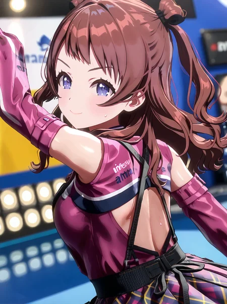 detailed background, shiny skin, posing, rating safe,
<lora:saki.pony:1>,
saki, bbb,
large breasts,
sweat, dancing, looking at viewer, from behind, look back,