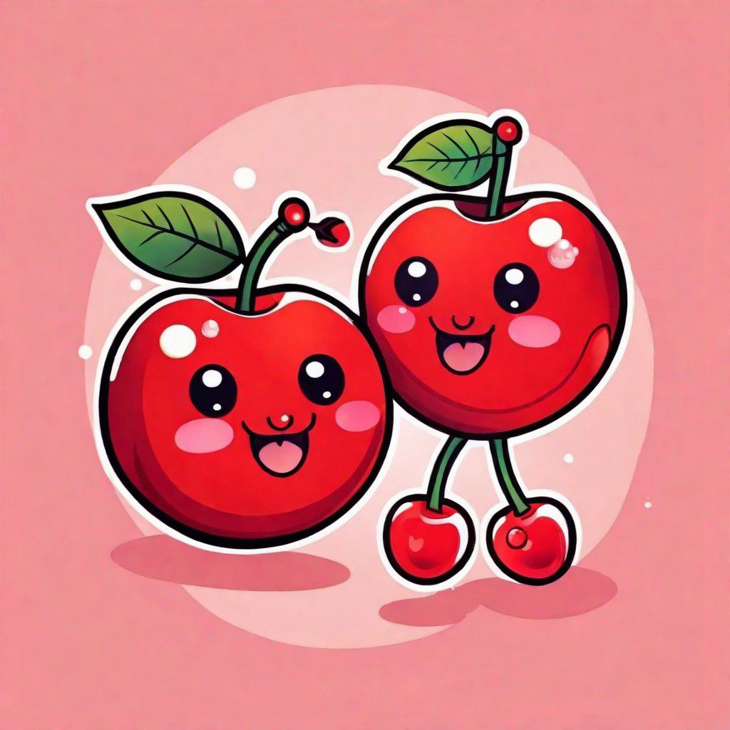 a couple of cute cherries in the kawaii art style
