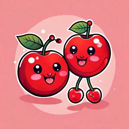 a couple of cute cherries in the kawaii art style