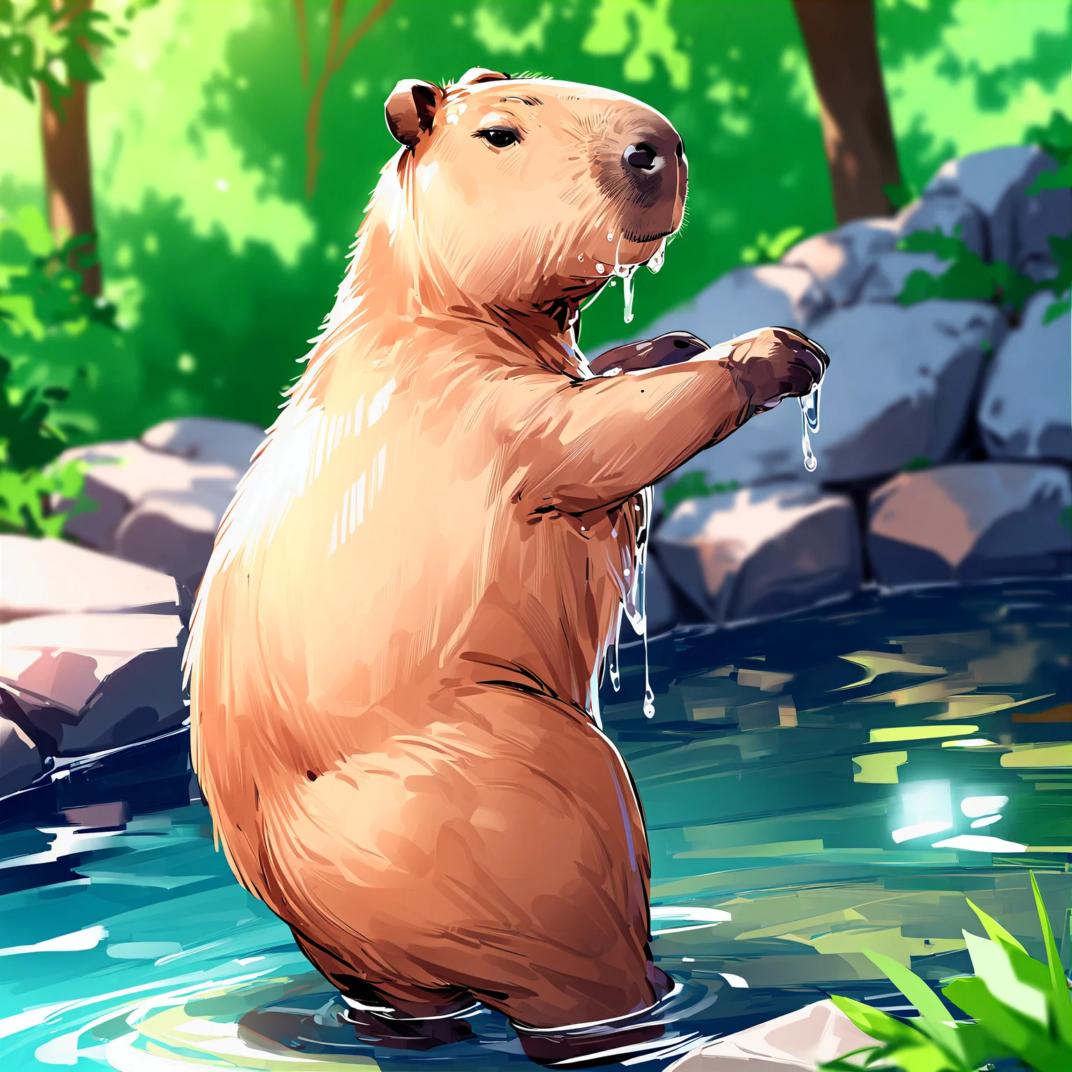 (no humans:1.5), <lora:capybara:1>(1 capybara,solo,animal_only:2),
<lora:washing_self_v05a:1>washing self, showering,
(soap:1.5),steam, onsen, bubbles,
cowboy shot,, 1 woman, large breast, embarrassed,blush,forehead,black hair,glasses,
cowboy shot,
masterpiece, best quality,nsfw,
