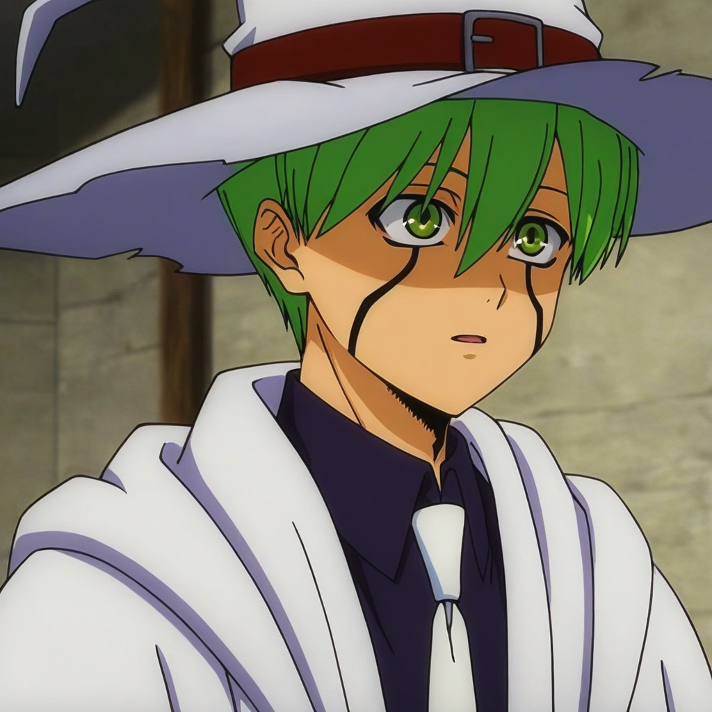 male focus, solo, bangs, green hair, 1boy, short hair, green eyes, facial mark