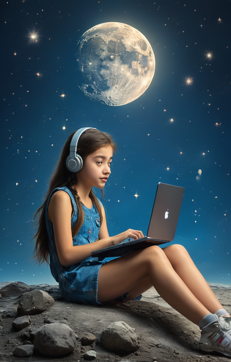 masterpiece,best quality,<lora:tbh67-sdxl:0.6>,illustration,MOON, tech genius teenage girl