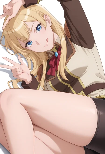 Smooth Quality,masterpiece,very intricate, high quality details, ultra realistic, high detailed skin,
simple background, white background,
sideways,;q,w,lying on side, one arm supporting head, relaxed legs, soft smile, casual vibe,  ,
military jacket, ,bike shorts,  , 
<lora:Rembrandt_Sifcnn:0.8> RembrandtSif/cnn, 1girl, solo, long hair, blonde hair, blue eyes,