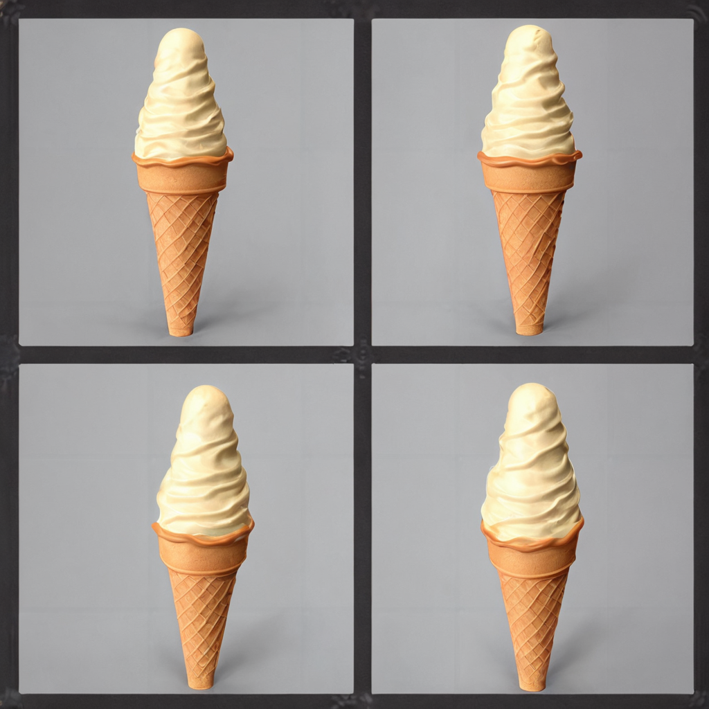 <lora:Everly_Heights_Prop_Generator:1.2> An ice cream cone (front, back, side:1.2)