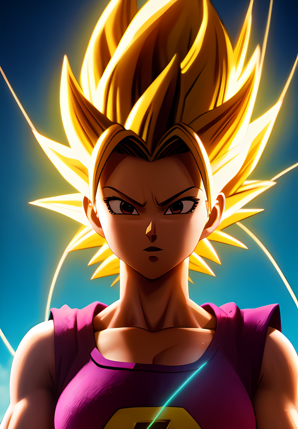 (Photo:1.3), highdetail, <lora:Caulifla:0.8>, Caulifla, 1girl, solo, super saiyan, blonde hair, aura, thunder, (acclaimed, alluring, captivating, exciting, gorgeous, striking:1.3), (trending on artstation:1.3)