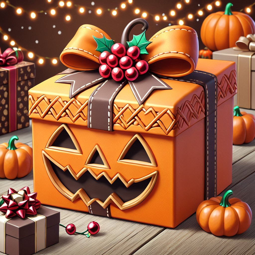 hol1d@yb0x pumpkin, <lora:HolidayBox:1> , festive, jolly, best quality, gift box,âââ