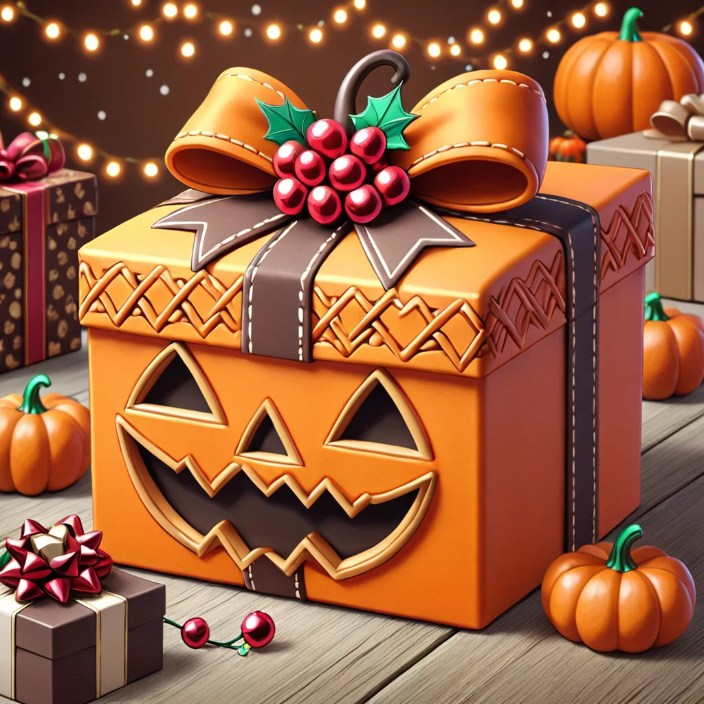 hol1d@yb0x pumpkin, <lora:HolidayBox:1> , festive, jolly, best quality, gift box,âââ