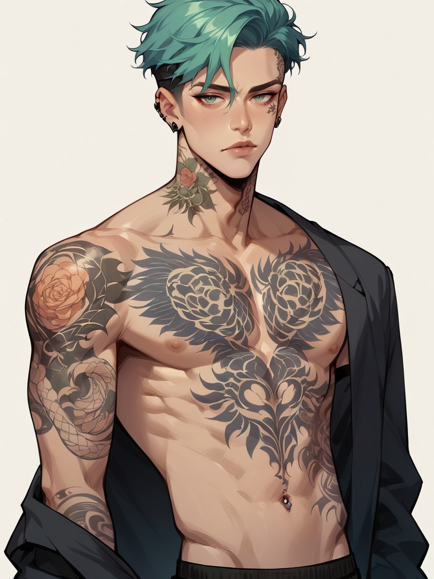 score_9, score_8_up, score_7_up, score_6_up, score_5_up,  <lora:t4tsXLP:0.7> t4ts, tattoos, tattoo, 1boy