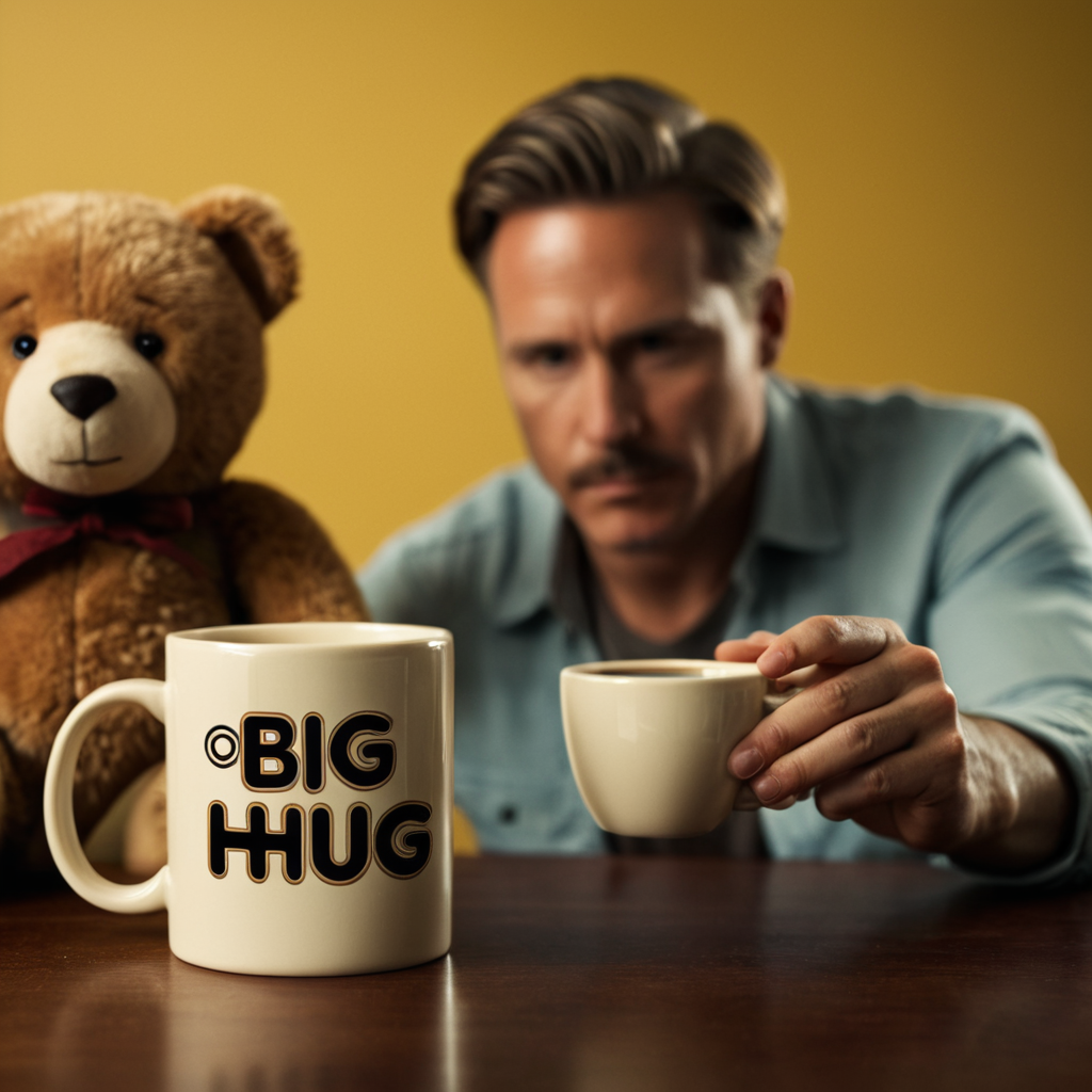 cinematic film still of cinematic film still of  <lora:add-detail-xl:1>0
<lora:detailed:0.3>
<lora:perfection style:0.3>
<lora:xl_more_art-full_v1:0.3>
 <lora:Big Hug Mug:1>
A mug with text on it says "Big Hug Mug" a teddy bear sitting next to a big hug mug,solo,looking at viewer,simple background,english text,cup,no humans,yellow background,mug,animal focus,coffee,bear,coffee mug , sharp, detailed, epic photography, artistic, dramatic light, cinematic style, film style, true detective style, mug style, shallow depth of field, vignette, highly detailed, high budget, bokeh, cinemascope, moody, epic, gorgeous, film grain, grainy