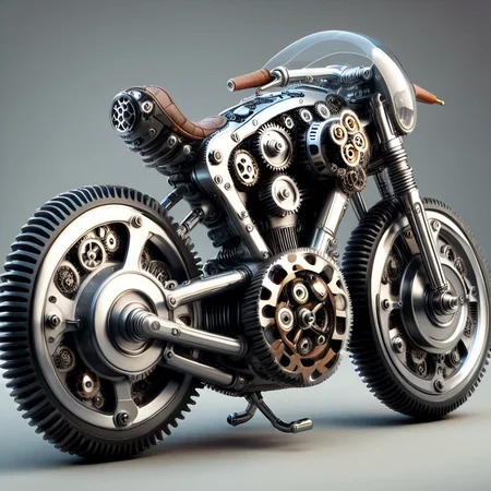 g3ars, futuristic motorcycle made out of gears, industrial design, steampunk <lora:Gears_World_Morph:1>