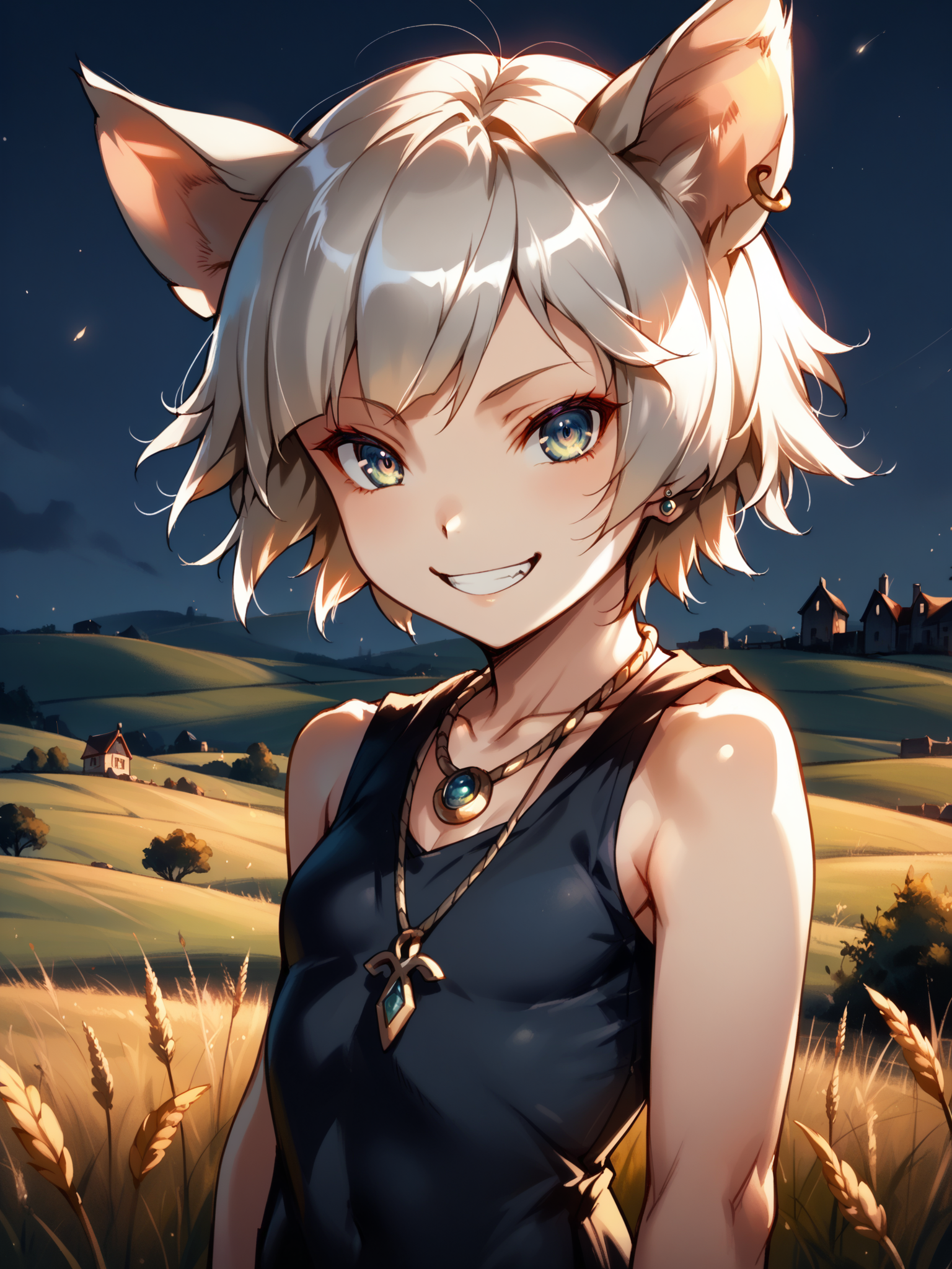 (cowboy shot, solo:1.1) <lora:happy_tentacle-elin-v0.2-000028:1>, ht_elin, small breasts, animal ears (petite:1.2), <lora:Shed_The_Skin's StS_age_slider_v1_initial_release:-1.1> ( :1.1) jewelry, necklace, earrings, bracelet ( ( head tilt :0.8) , , ( :1.2) , smile , (looking down:1.2) :1.1) , outdoors, vegetation, ( :1.1), , (night, night sky :0.6), , (:0.5), people , (gothic architecture :0.8), (field :1.2) ( :0.8) score_9, score_8_up, score_7_up, score_6_up, score_5_up, score_4_up, ( [(realistic, photorealistic:1.3):(realistic:1.2):16] [(3d:1.2)::12] :1) <lora:LUUNA's Lunas-NijiJourney-SDXL-B2:0.35>, nijijourney <lora:prgfrg23's Counterfeit-V3.0 Style SDXL_LoRA_Pony Diffusion V6 XL:0.5> <lora:mfcg's mfcgXL:0.12> <lora:reweik's gyokai(himehajime)_PonyXL_style_v01:0.14>