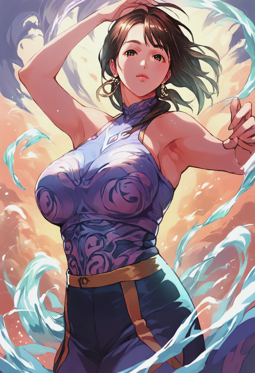 source_anime, score_9, score_8_up, score_7_up, 1girl, mature_female, solo, Pretending to be in a surfing pose, dutch angle, lower body, rating_safe, <lora:sdxl\pony diffusion\artist_styles\hyji_pony:1.0>