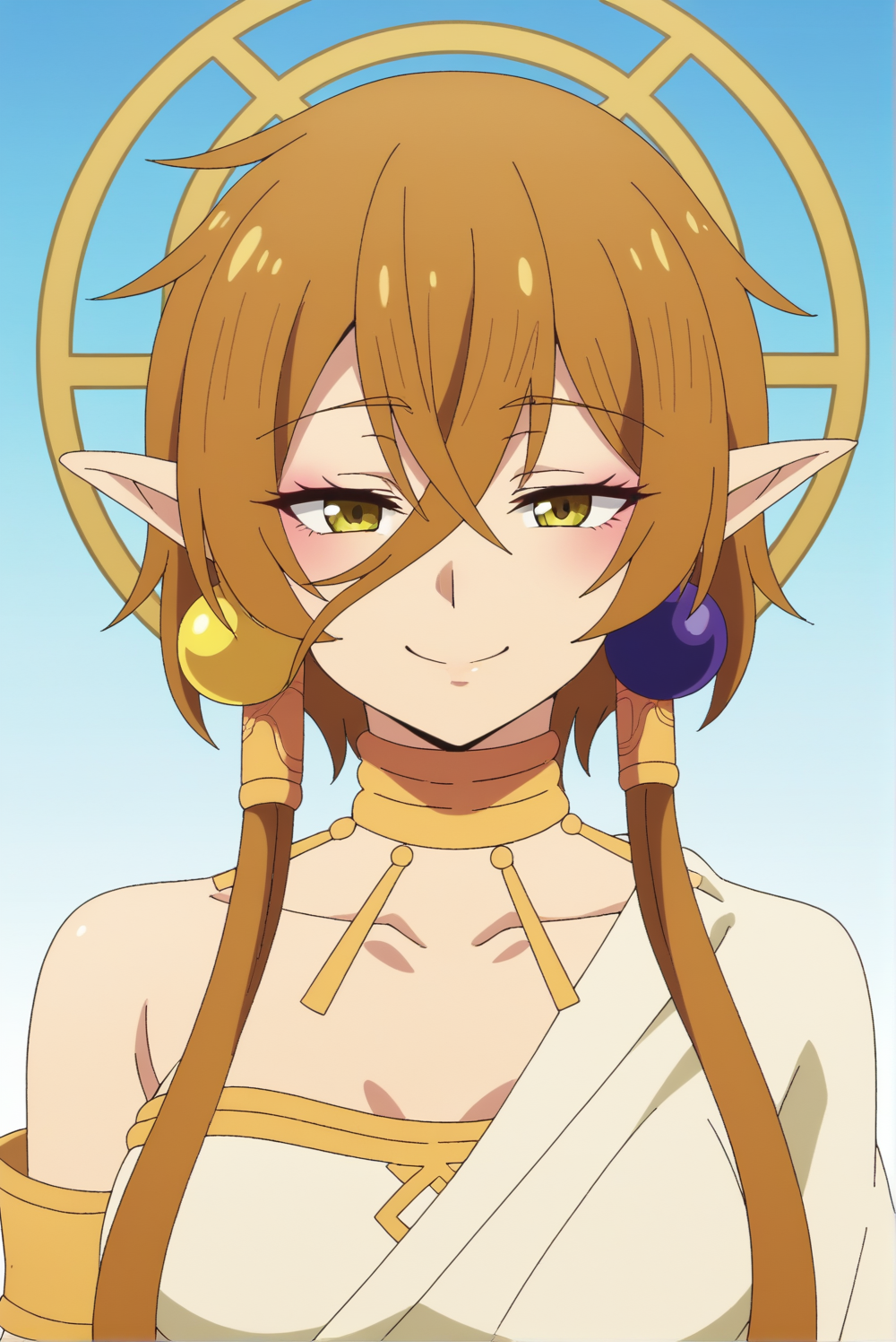 <lora:Hiya:0.8>, Hiya, white background, upper body, smile,