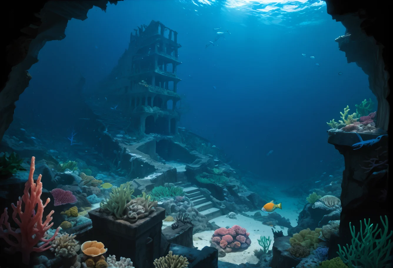 ,ruanyi1174,underwater,coral,ruins,seaweed,<lora:1174 underwater_v1_pony:1>, score_9,score_8_up,score_7_up,,8k,1girl,solo,,