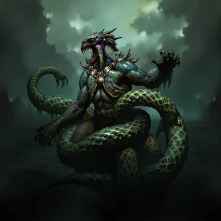 first person pov, 3D01S, simple background atmospheric and powerful dark fantasy, natural organic and first person pov of a berserk style creature
Emerging from murky waters, the Stalker is a twisted, serpentine creature with a muscular, elongated body covered in dark emerald and black, mottled scales. Its sleek form tapers into a coiled, serpentine tail that moves silently beneath the surface. Sharp, jagged fins run along its back like deadly spines, adding to its lethal presence. The Stalker's upper body rises menacingly, humanoid yet grotesque, with a broad, muscular torso rippling with strength. Massive arms extend from its sides, ending in skeletal, webbed claws tipped with razor-sharp talons, designed to tear through prey with ease.
Its head is a monstrous blend of merman and reptile, with a wide, grinning maw filled with rows of needle-like teeth. Above its mouth, glowing violet eyes pierce the gloom, filled with cold malice. The head’s angular ridges give it an almost skull-like appearance, further enhanced by tendrils dangling from its chin. Its armored back drips with sickly slime, and its entire presence exudes primal danger, a predator honed for ambush and brutal assaults.
UHD letterboxed game trailer frame chromatic aberration dark atmosphere sharp masterpiece with a focus on the character, elden ring style, dark atmosphere, chromatic aberration
