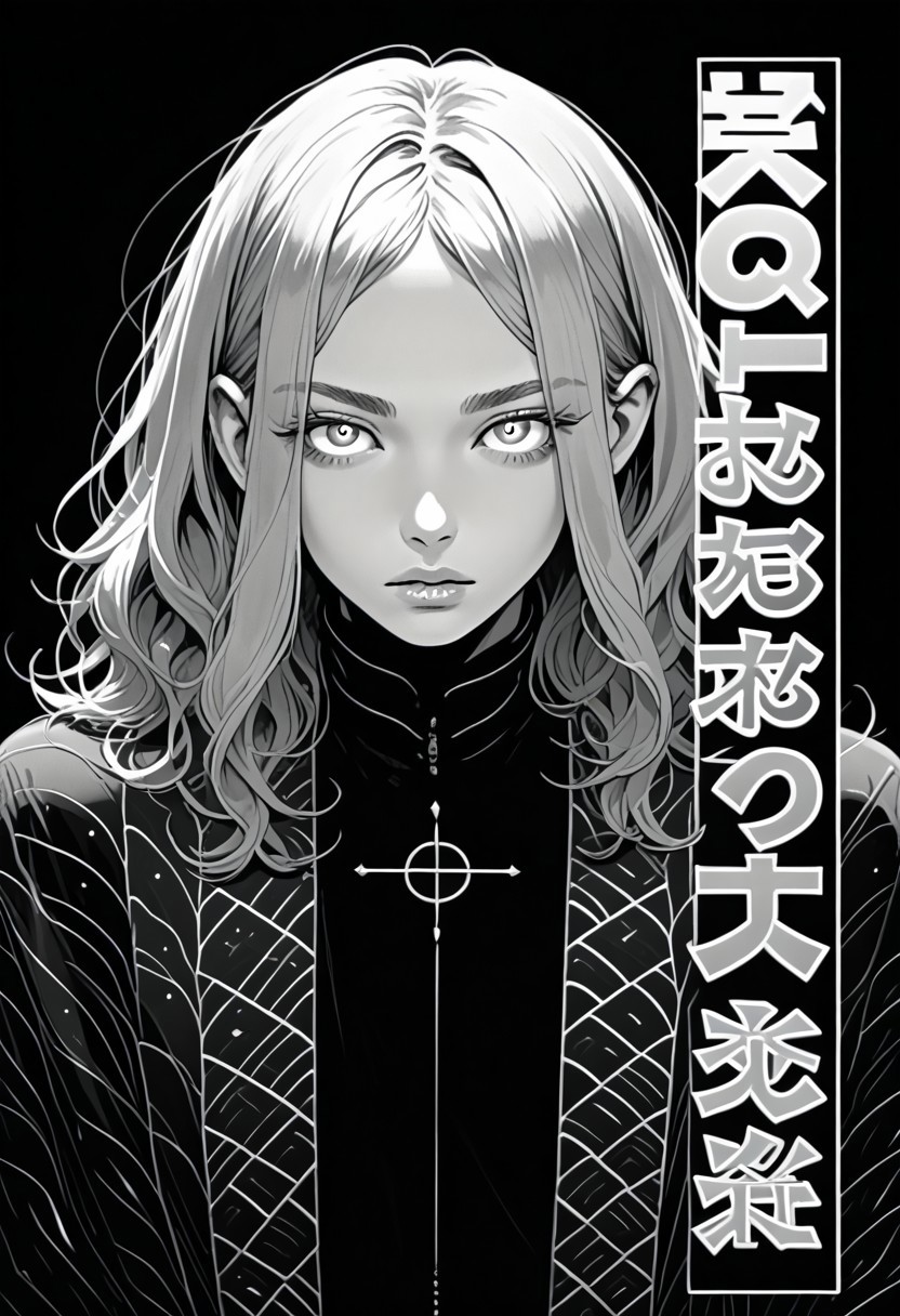 score_9, score_8_up. score_7_up, grayscale, monochrome, manga style manga page black background cover, comic panels, best quality, very aesthetic, speech bubbles