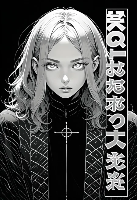 score_9, score_8_up. score_7_up, grayscale, monochrome, manga style manga page black background cover, comic panels, best quality, very aesthetic, speech bubbles