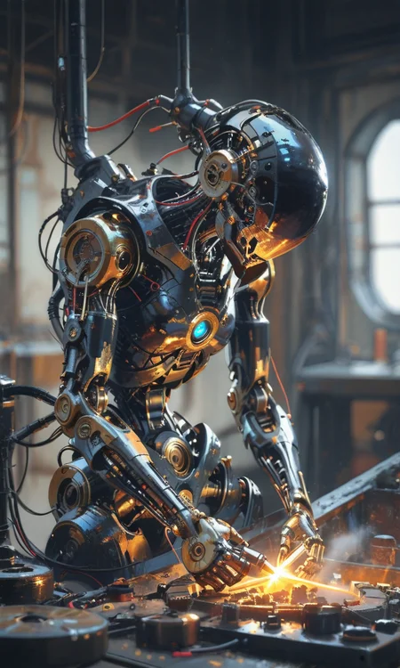 detailed showcasing intricate mechanical components such as gears circuits and joints, welding, connected, <lora:- iLL - chn_concept_busydetail_V1.0-step00003000:.4> <lora:- iLL - the_edgy_mech_V2.0-step000013500:0.7> <lora:- iLL - master_of_slob_omnom_V1.0-step00003500:0.8> <lora:ck-nc-cyberpunk-IL:0.4>