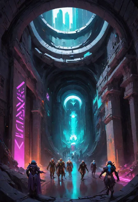Fine art, shadowrun_party, cyberpunk
