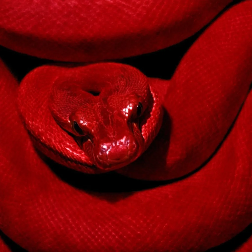 <lora:SDXL_only_red2_Sa_May_v3:1> red, a snake curled up