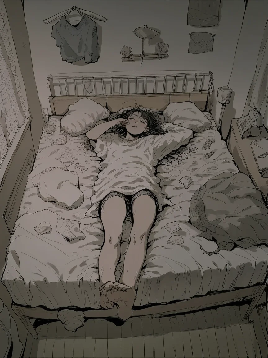 score_9, score_8_up, score_7_up, score_6_up, score_5_up, <lora:messyXLP:0.8> messy, indoors, 1girl, bedroom, bed, lying, messy room,