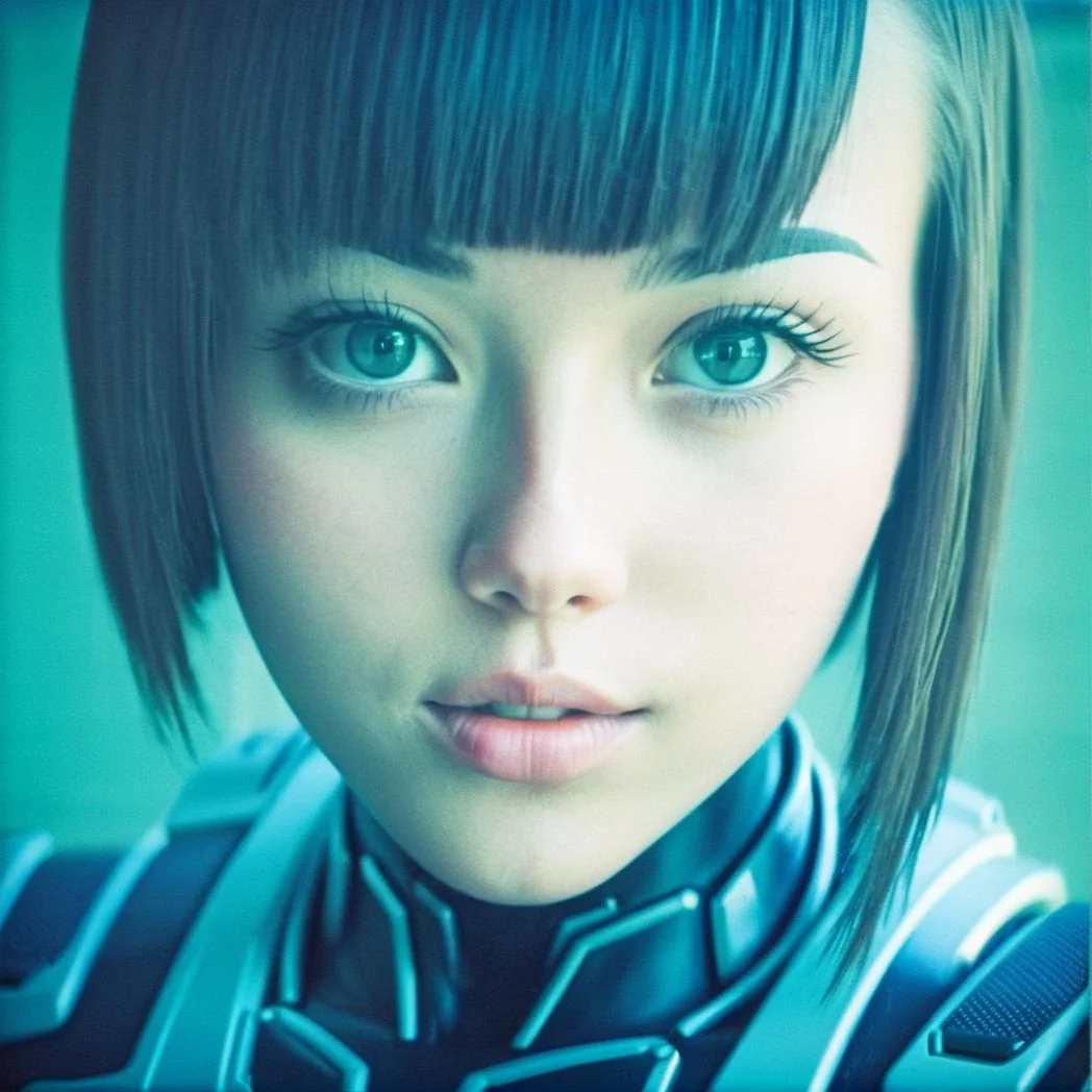 (film photography style:1.5) a closeup of an android girl, heavy grain <lora:SDXL_FILM_PHOTOGRAPHY_STYLE_V1:.8>
