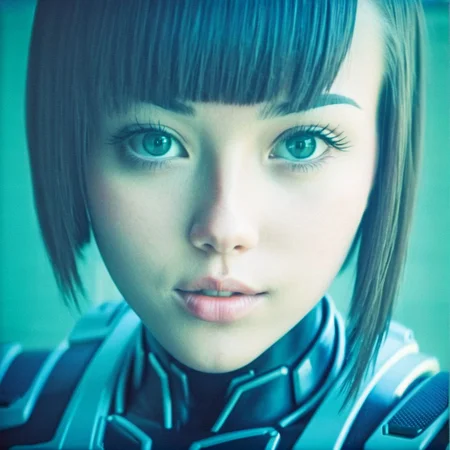 (film photography style:1.5) a closeup of an android girl, heavy grain <lora:SDXL_FILM_PHOTOGRAPHY_STYLE_V1:.8>