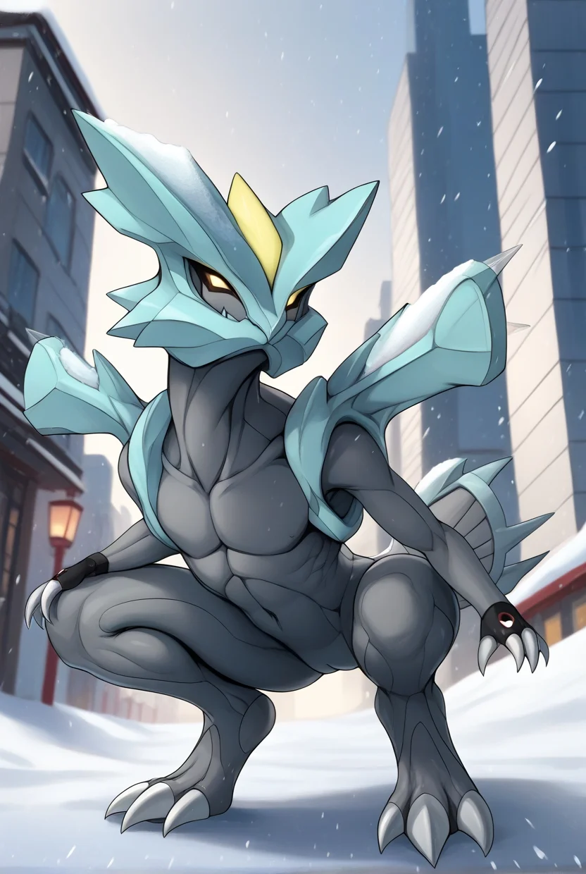 <lora:ber00xl:0.8> B3r00 style, hi res, porn, rating_explicit, solo, BREAK, 1girl, <lora:Kyurem-000002:1>kyurem, pokemon(creature), gray skin, two-tone body, feral crouching, snow, <lora:Pony_QualityV4.0:1.12> zPDXLxxx, zPDXLrl, zPDXL3, <lora:Bing-based_FurScale_Enhancer:0.6>