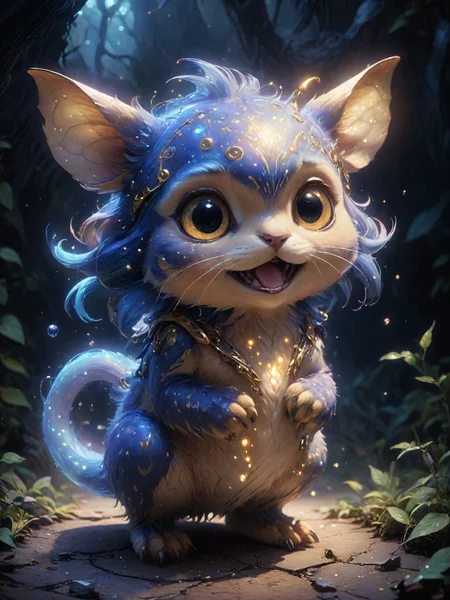 a cute creature, a lot of little details, by ayami kojima, smooth shading, 8k, cinematic composition, octane render, concept art, trending on artstation, digital painting, anime, disney, pixar, 8k, hd, dof, kodak film, volumetric lighting, subsurface scattering, photorealistic, octane <lora:EnvyMagicalXL01:0.8> magical <lora:AetherPunkAIv2:1> aetherpunkai, [prompt] <lora:LCM_LoRA_Weights:0.7>