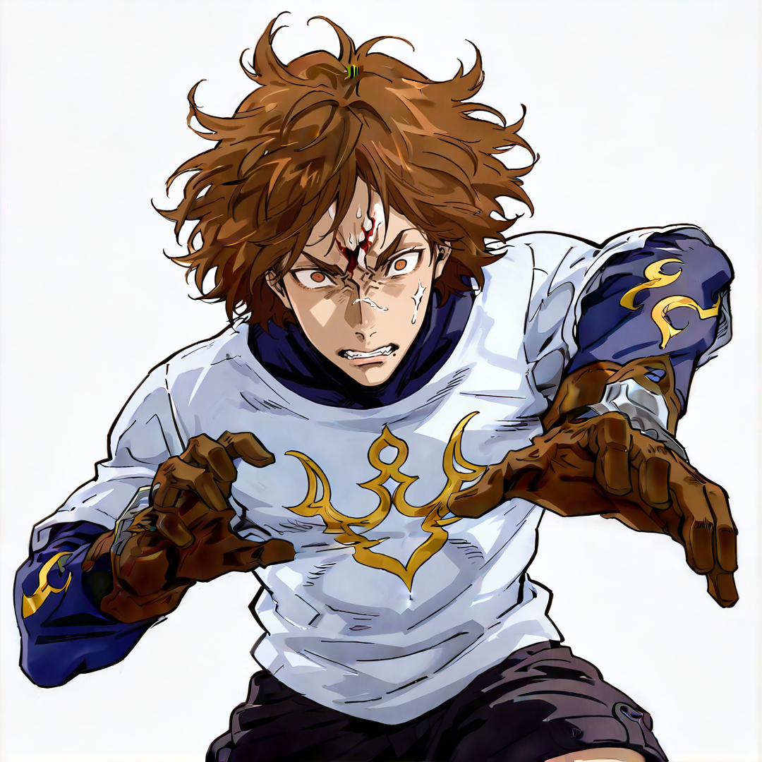 Drawing,1boy,solo,masterpiece,best quality, very aesthetic, absurdres, amazing quality, high resolution, ultra-detailed, absurdres, volumetric lighting,fullbody view,looking_at_viewer,  simple_background, white_background,BREAK
 <lora:Yugo_The_Wolf__Bloody_Roar:1> Yugo, brown eyes, official style, Scare center on forehead,long sleeves, gloves,  upper body, , black shorts,messy hair,
 <lora:AKinuNishimura_Style:1> NishimuraXL,, || white background,,