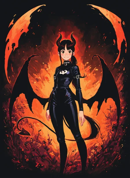 score_9, score_8_up, score_7_up, (asian:1.1) girl, 18 years old, (young:0.3)
succubus, small horns, (demon wings:0.9), (spandex bodysuit:0.95), (straps:0.9), chocker,
(large thighs:0.6), (round breasts:0.6), (saggy breasts:0.9),
(facing viewer:0.8), (brown eyes:0.6), (big eyes:0.2), (thick eyebrows:0.5),
(ponytail:0.9), (bangs:0.8), (blush:0.4), (light freckles:0.7),
(shadows:0.8), (realistic style:0.5), (ultra-detailed:0.8), (4RCH0N:0.3), (normal lips:0.6)
(colorful:0.3), dark theme, Studio Ghibli Dark Fairytale, glowing background, <lora:Graphic_Portrait:0.86> <lora:incase_style_v3-1_ponyxl_ilff:0.22> <lora:[Artist]_Rabbit_(wlsdnjs950)_Geekpower_[PDXL]:0.12> <lora:[GP]_Bongfill_Style_[Pony_XL]:0.22> <lora:oppai_v0.1-pony:0.32> <lora:Porforever_4RCH0N:0.12> <lora:Dark_Ghibli:0.4> <lora:gr33kd0ll:0.0>