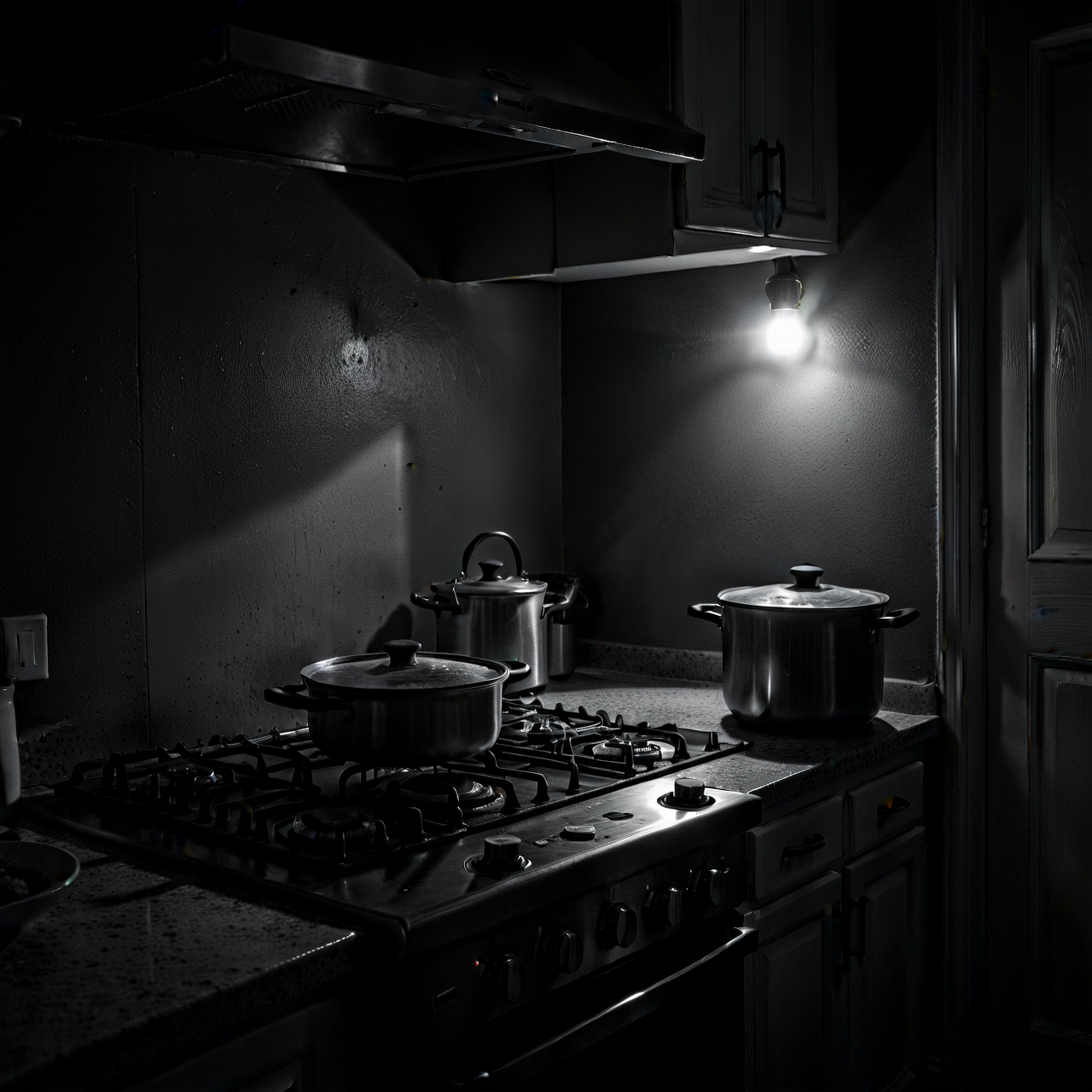 Moody monochrome photo. Night.

A pale light shines over the stove.

<lora:MoodyMono01_CE_XL_200-OT:0.6> mdymnoCE_style
