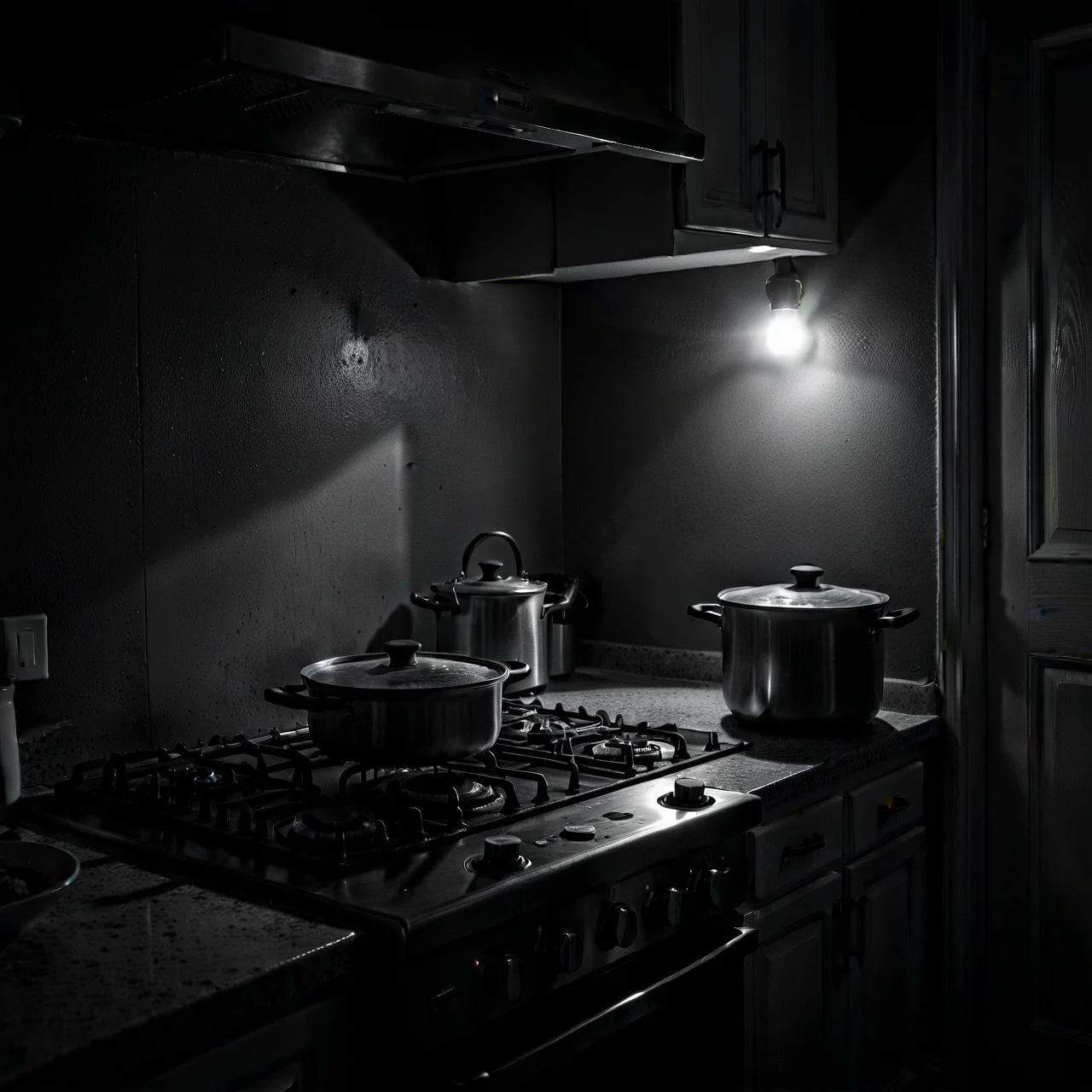 Moody monochrome photo. Night.
A pale light shines over the stove.
<lora:MoodyMono01_CE_XL_200-OT:0.6> mdymnoCE_style