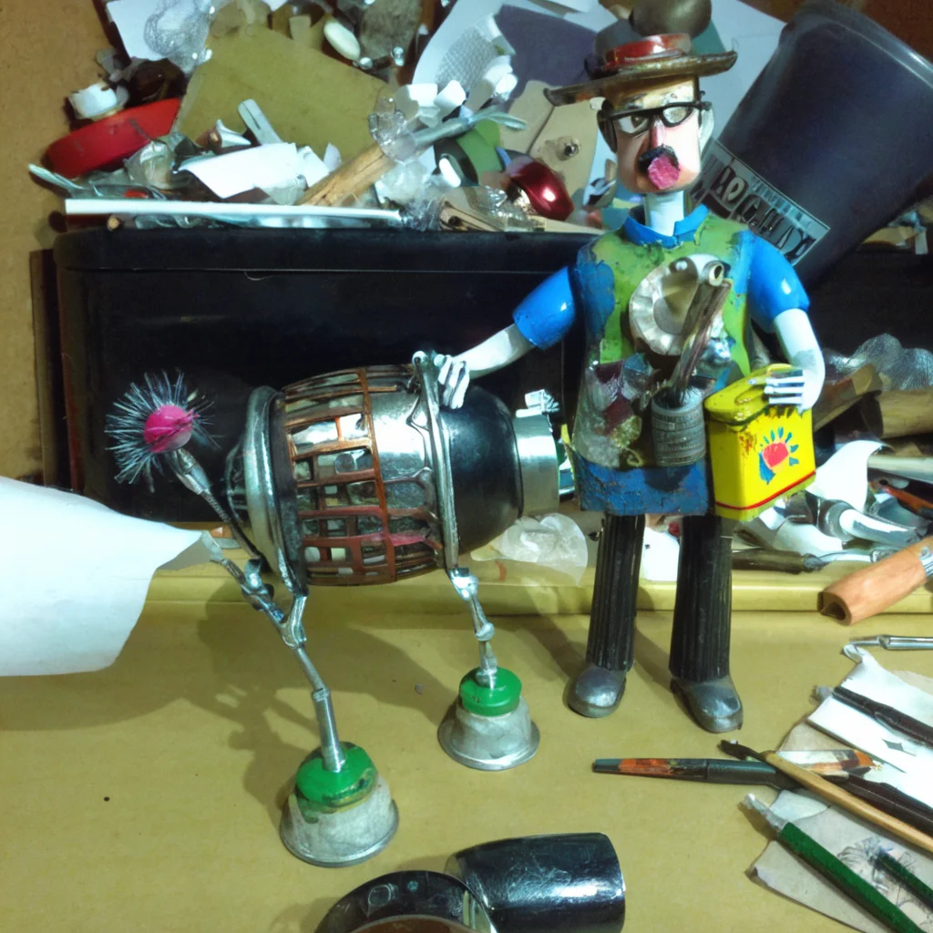 recyclforge artist is looking in trash :) <lora:recyclforge:0.6>