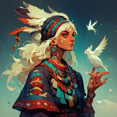 score_9, score_8_up, score_7_up, shaman, portrait, beautiful woman,