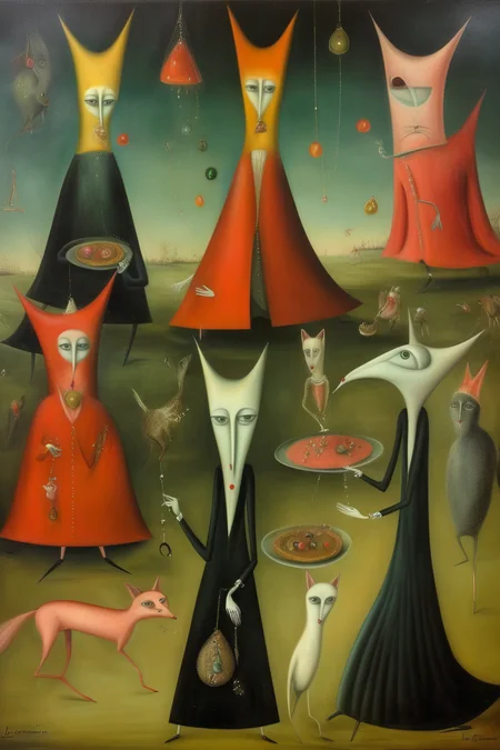 <lora:Leonora Carrington Style:1>Leonora Carrington Style - elegant shuffle the gems in my mouth in the style of leonora carrington