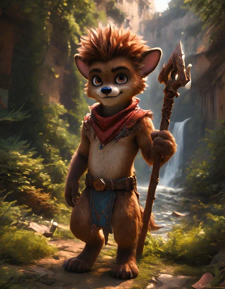 maxwishbone,solo,brown eyes,1boy,outdoors,male focus,standing,looking at viewer,full body,smile,furry,red neck bandana,sparta,holding spear,<lora:Max_Wishbone:0.6> BREAK
realistic,source_furry,score_9,score_8_up,score_7_up,score_6_up,zPDXL3,<lora:p:0.3>,highres