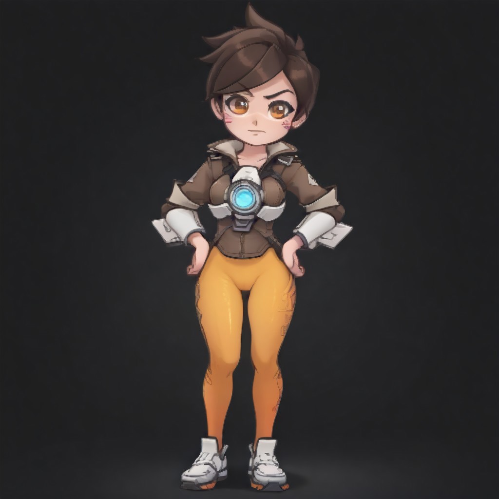 score_9, score_7_up, depth of field,  sidelighting, 1girl, futanari, solo, source_anime, legs, arched back,  on side, looking at viewer,  sticker, outline,  large breasts,
fpo_down, 
tracer_(/overwatch), tracer, 
overwatch, tracer, 
 full body, fullbody, 
black background, simple background, from thighs up. thigh up, cowboy shot, colorful, sticker, outline, simple background, black background, chibi