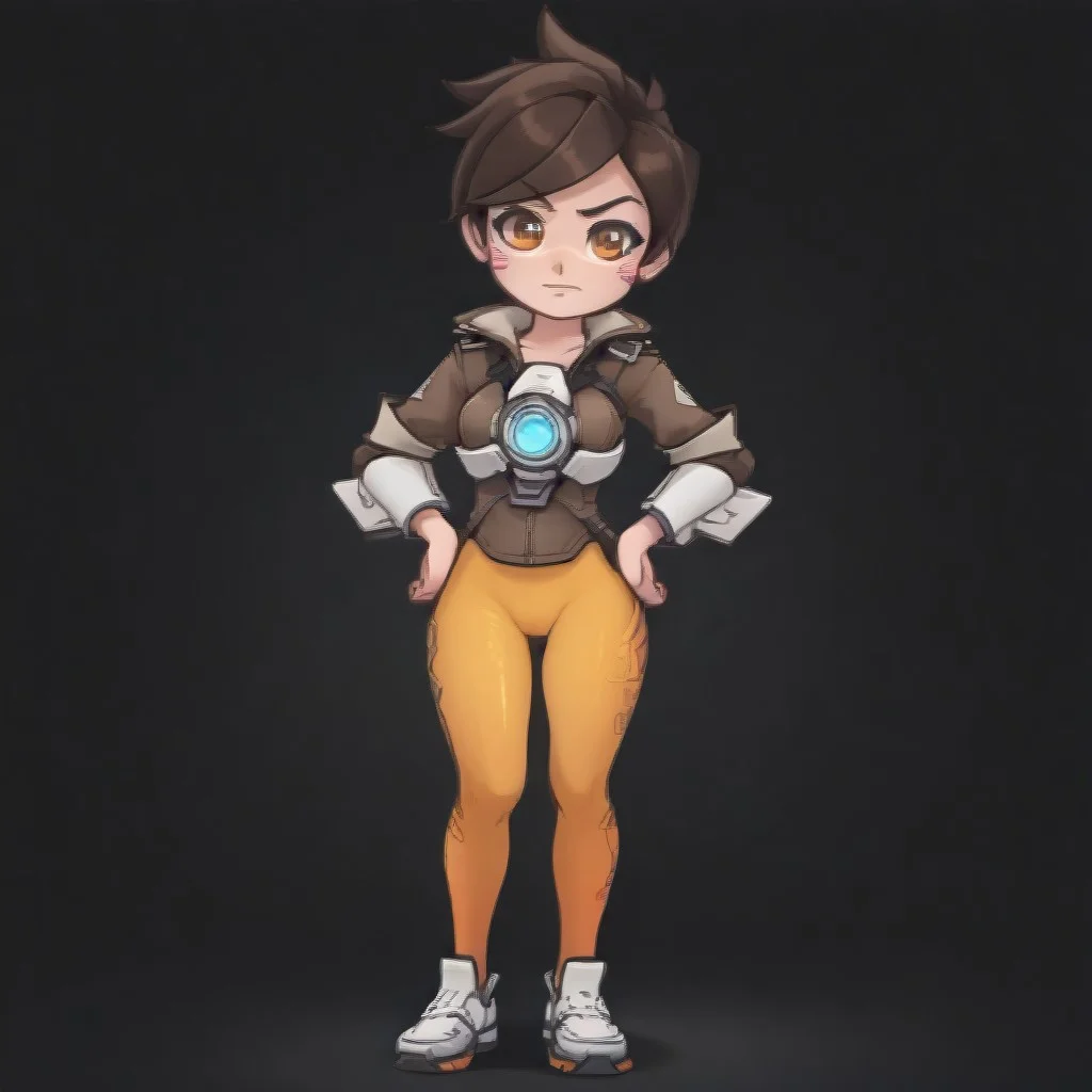 score_9, score_7_up, depth of field,  sidelighting, 1girl, futanari, solo, source_anime, legs, arched back,  on side, looking at viewer,  sticker, outline,  large breasts,
fpo_down, 
tracer_(/overwatch), tracer, 
overwatch, tracer, 
 full body, fullbody, 
black background, simple background, from thighs up. thigh up, cowboy shot, colorful, sticker, outline, simple background, black background, chibi