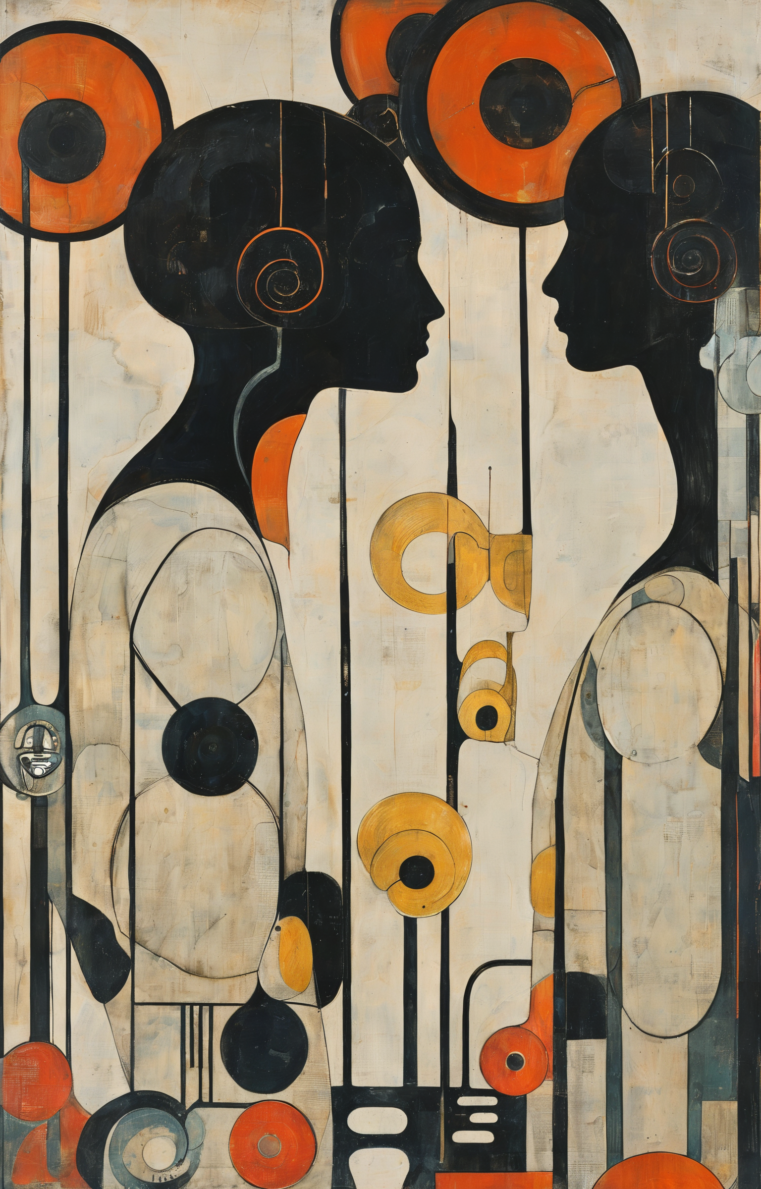 masterpiece,best quality,<lora:tbh269-sdxl:0.9>,illustration,style of Koloman Moser, portrait of Housework robots