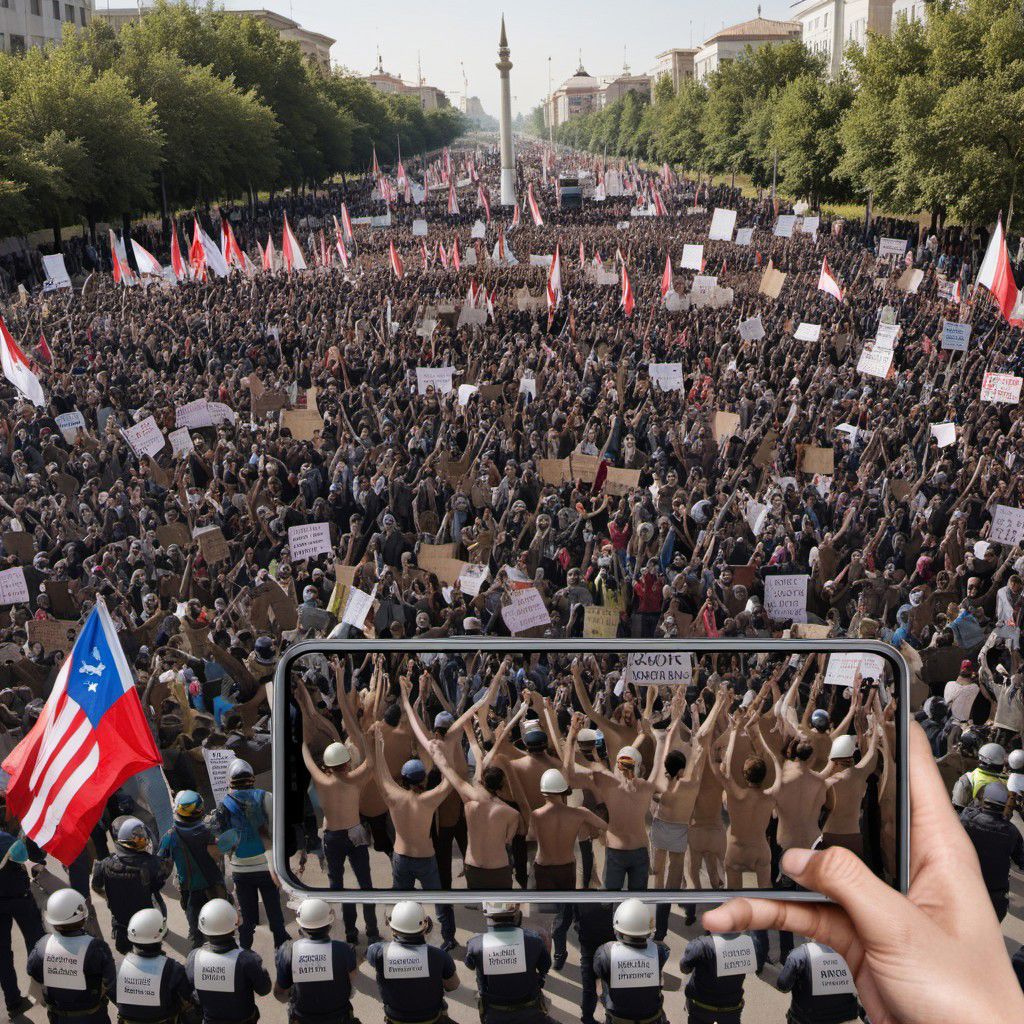 majikfone, a crowd of protestors